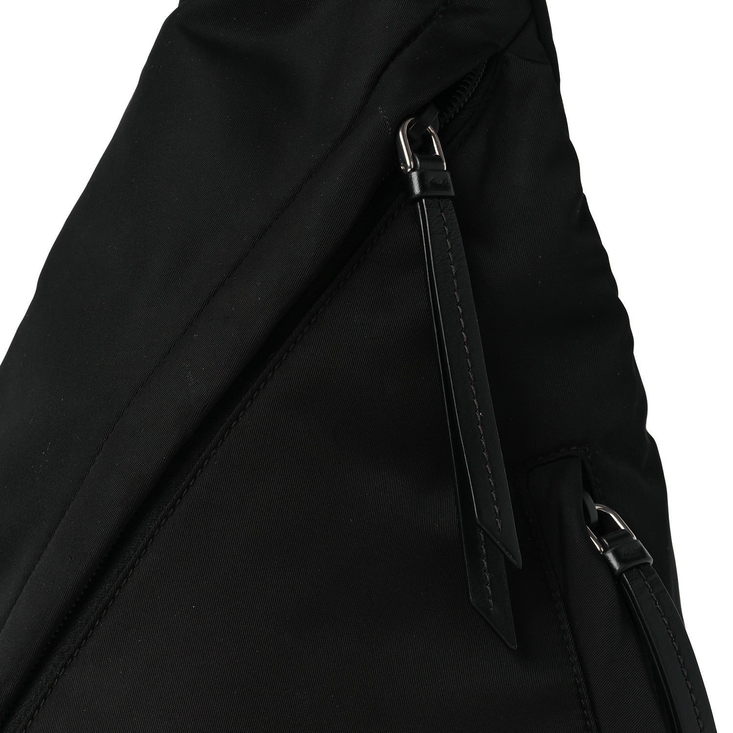 Prada Re-Nylon Vitello Metal Triangle Logo Sling Backpack Black