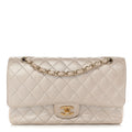 Chanel Pearly Caviar Quilted Medium Double Flap Light Beige