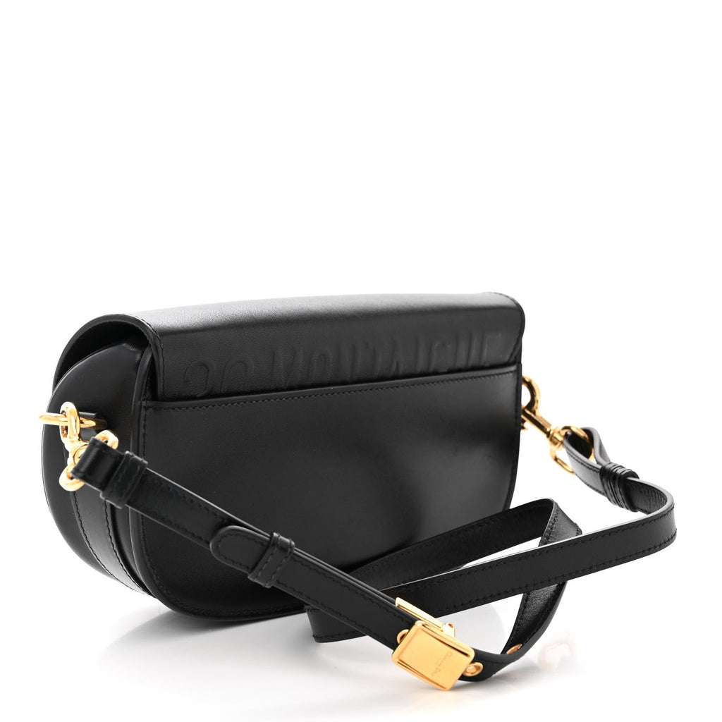 Back view — Dior Bobby East-West Bag in black box calfskin with gold-tone hardware and shoulder strap