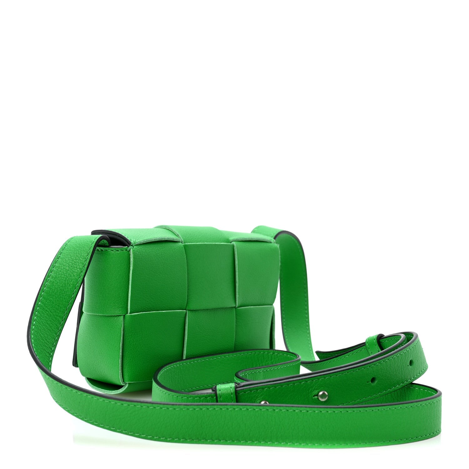 Bottega Veneta Lambskin Maxi Intrecciato Extra Mini Cassette Crossbody Bag Parakeet