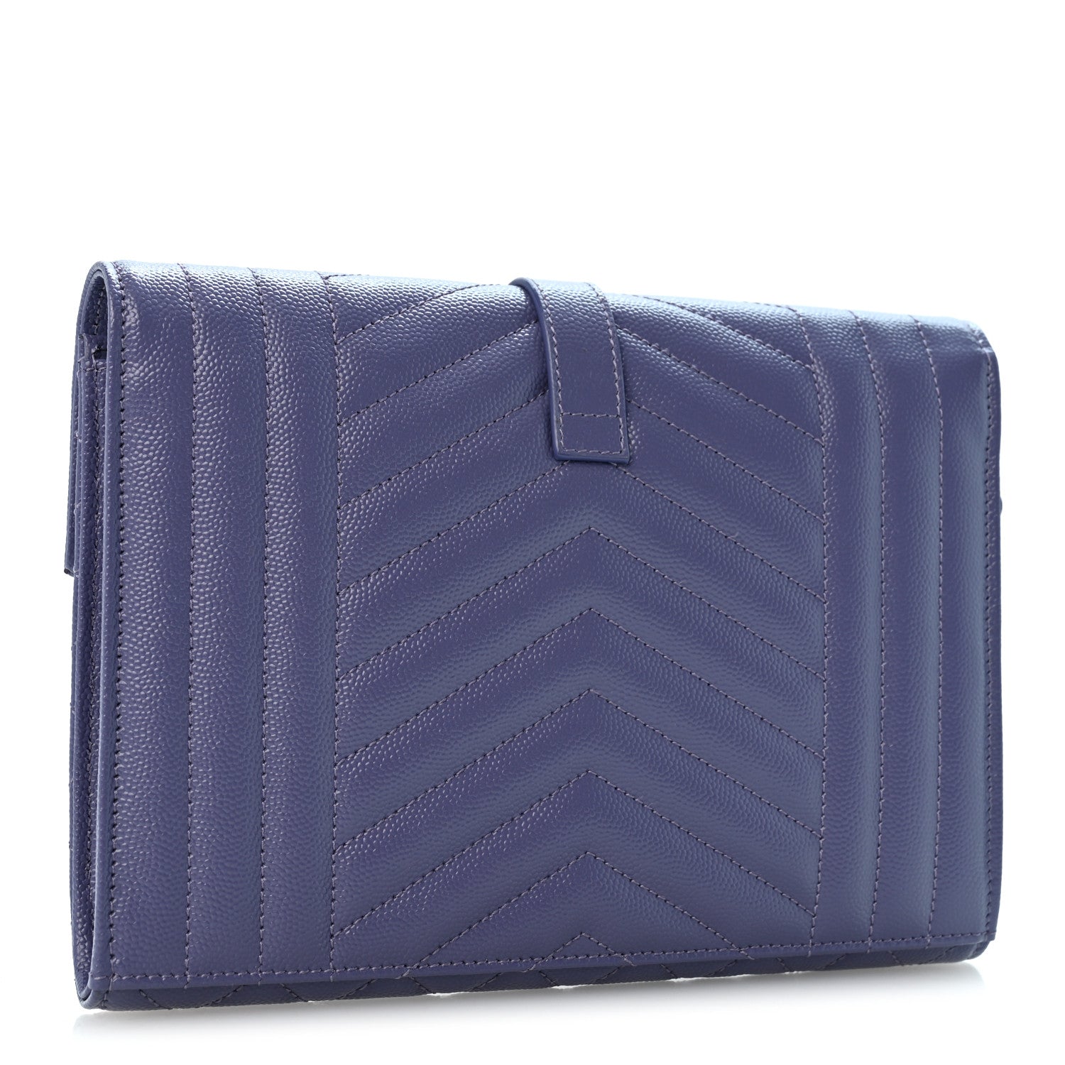 Saint Laurent Grain De Poudre Textured Mixed Matelasse Triquilt Monogram Clutch Dark Wisteria