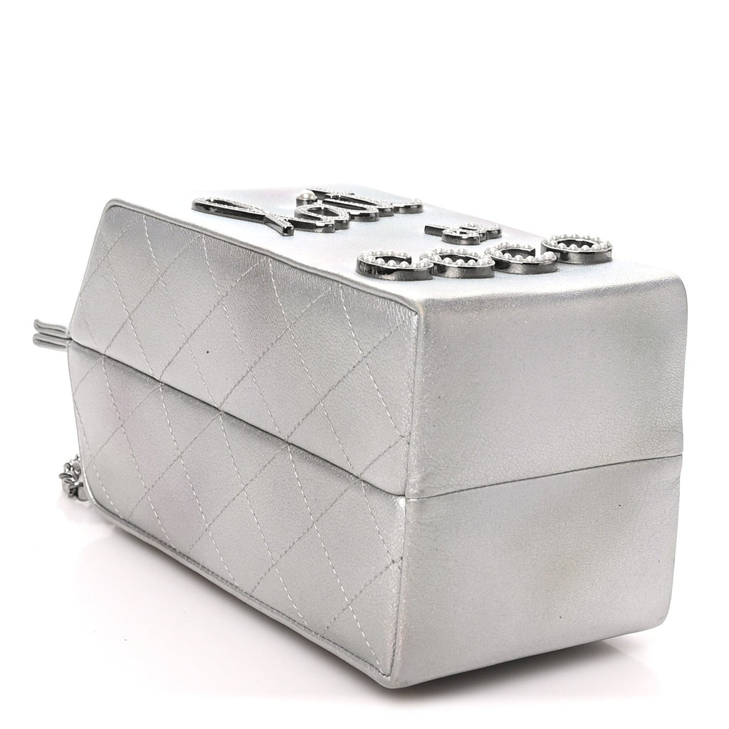 Chanel Metallic Goatskin Lait de Coco Milk Carton Bag Silver