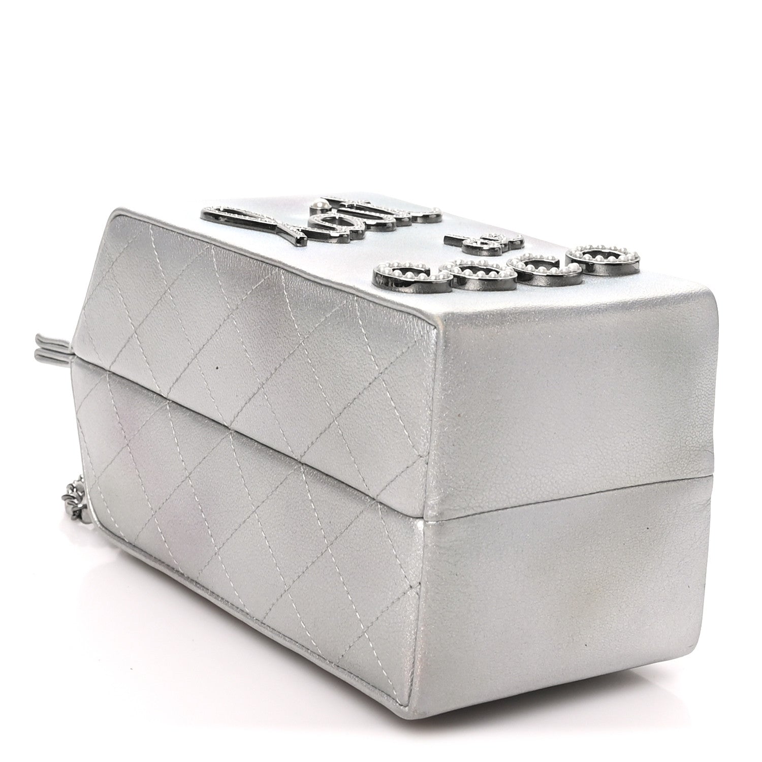 Chanel Metallic Goatskin Lait de Coco Milk Carton Bag Silver
