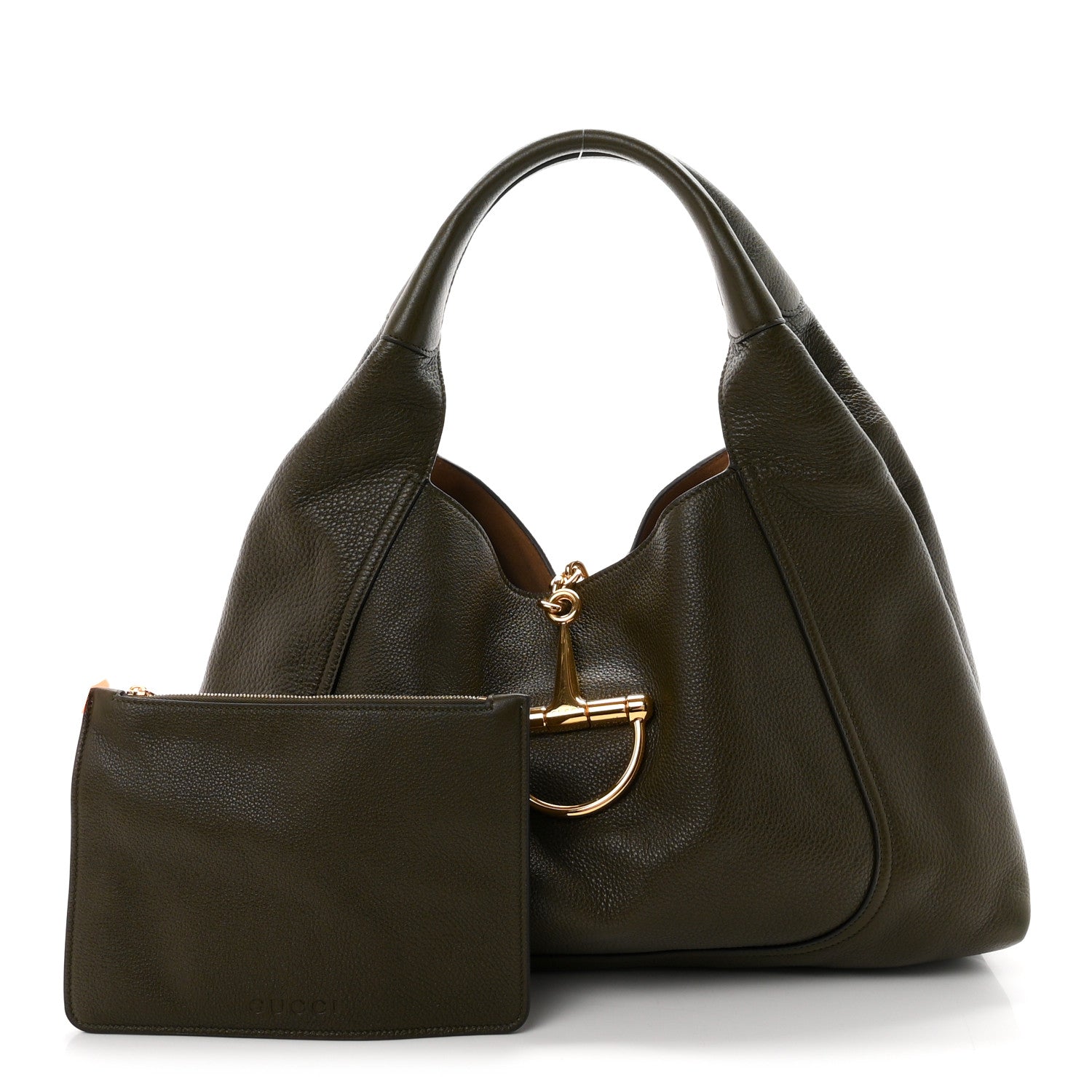 Gucci Grained Calfskin Softbit Maxi Shoulder Bag Forest Green