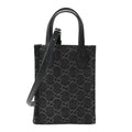 Gucci Denim Cuoio Harness GG Monogram Mini Ophidia Tote Bag Black Medium Grey