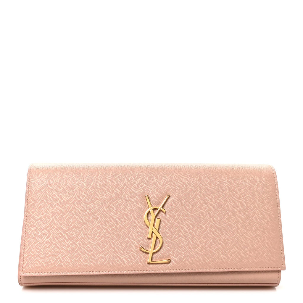 Saint Laurent Calfskin Classic Monogram Cassandre Clutch Blush