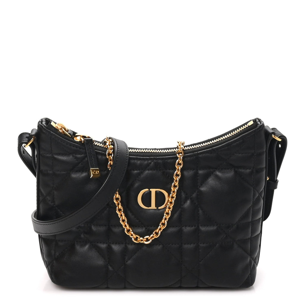Dior Calfskin Macrocannage Miss Caro Diorling Mini Bag with Chain Black