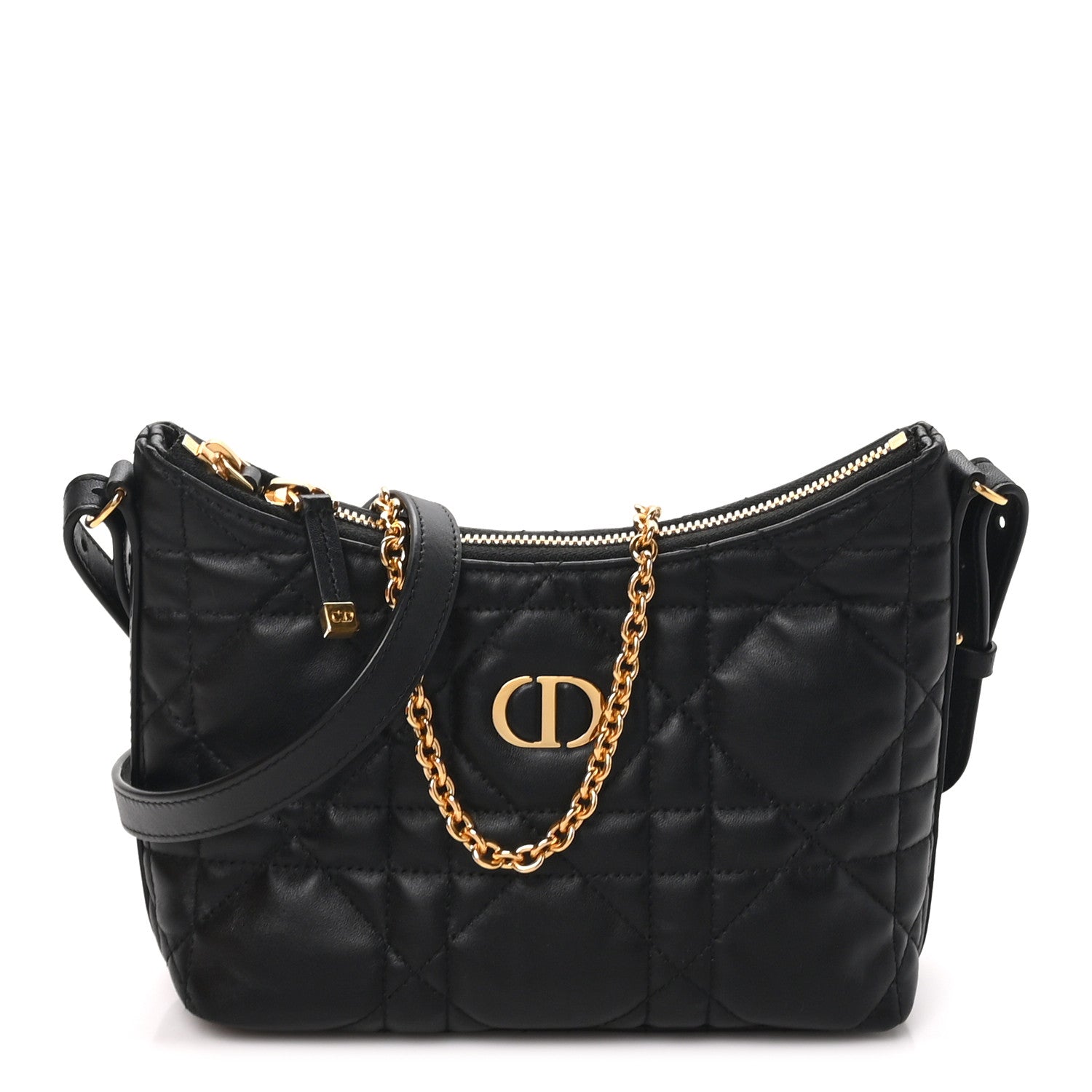 Dior Calfskin Macrocannage Miss Caro Diorling Mini Bag with Chain Black