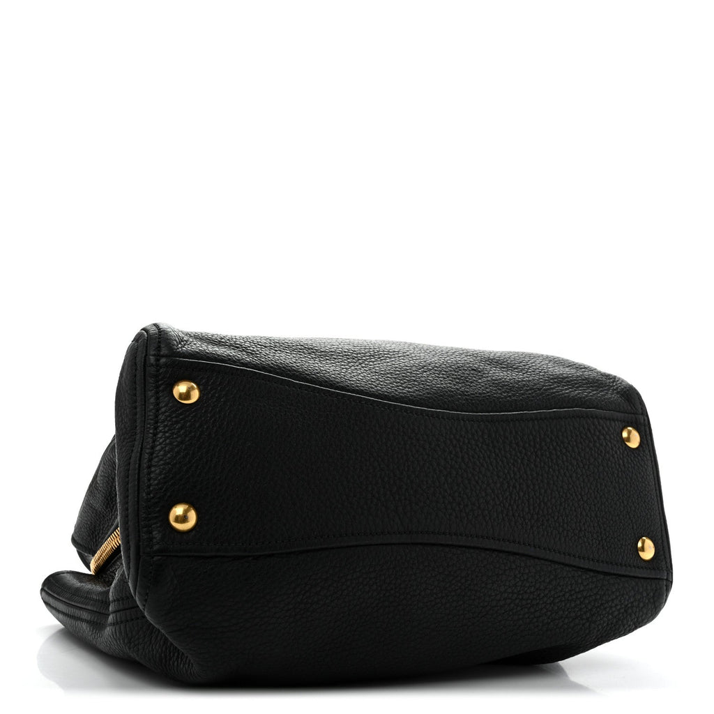 Miu Miu Vitello Daino Caribu Tote Black