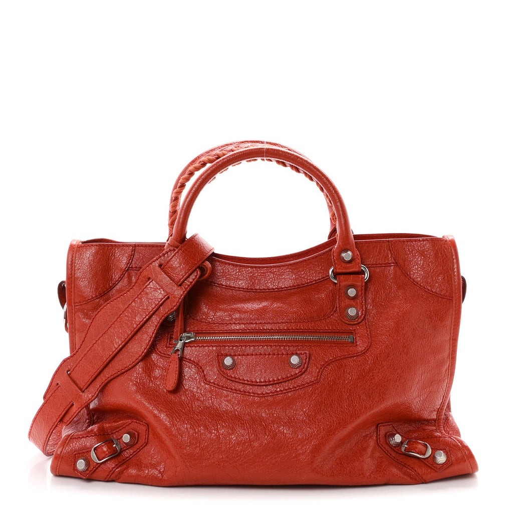 Balenciaga Agneau Giant 12 Silver Hardware City Rouge Ambre