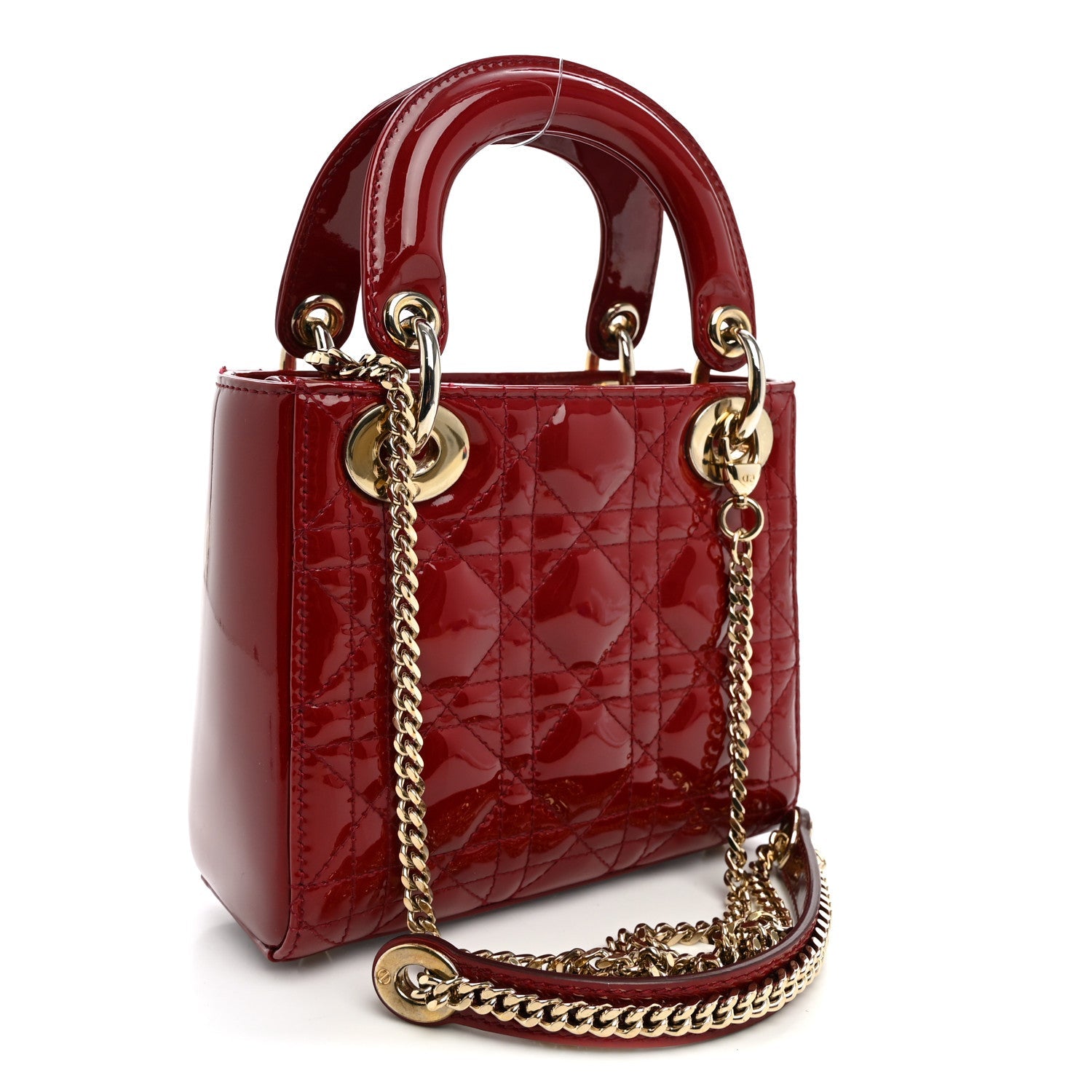 Dior Patent Cannage Mini Lady Dior Red