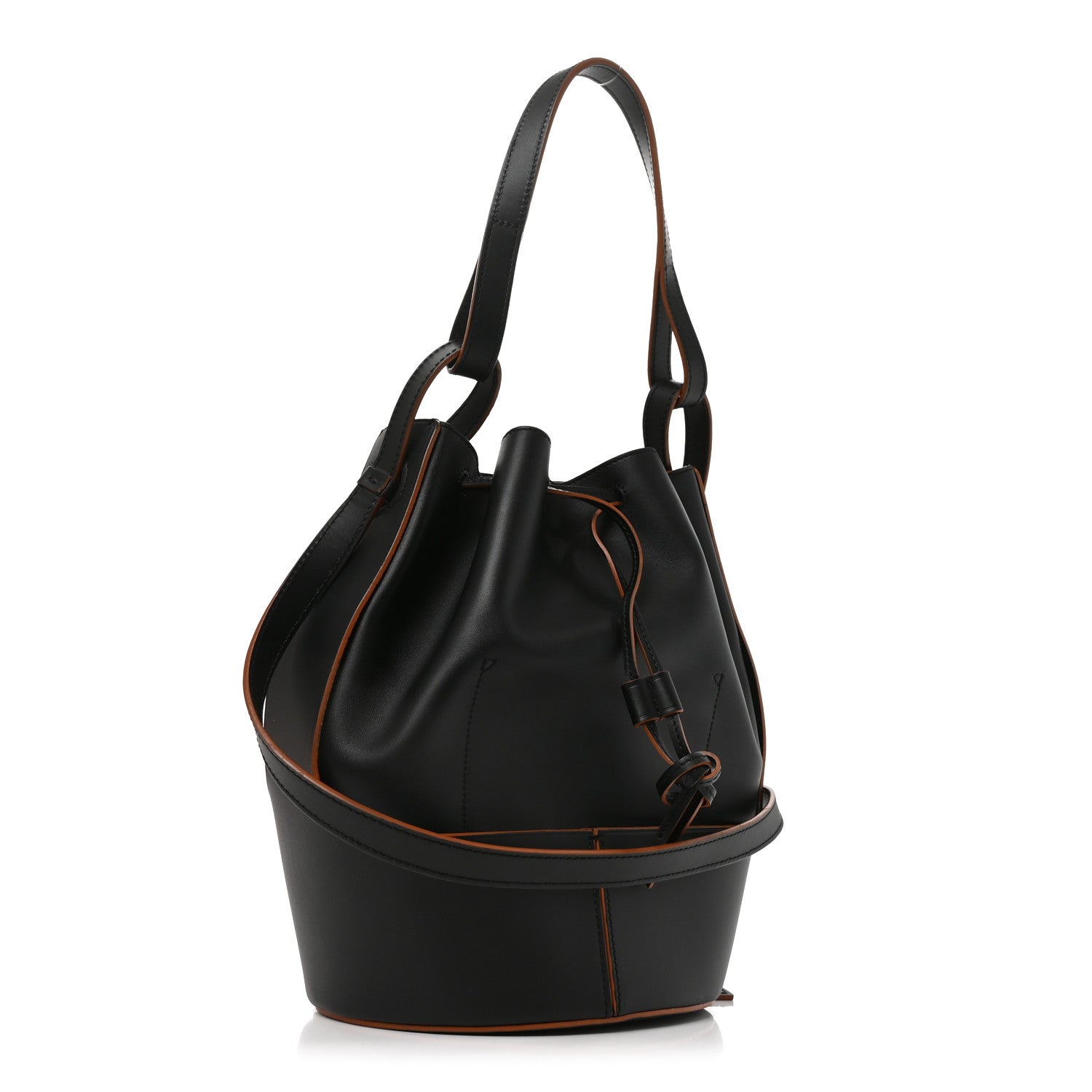 Loewe Calfskin Medium Balloon Bucket Bag Black Tan