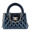 Chanel Metallic Aged Calfskin Quilted Nano Kelly Shopper Navy