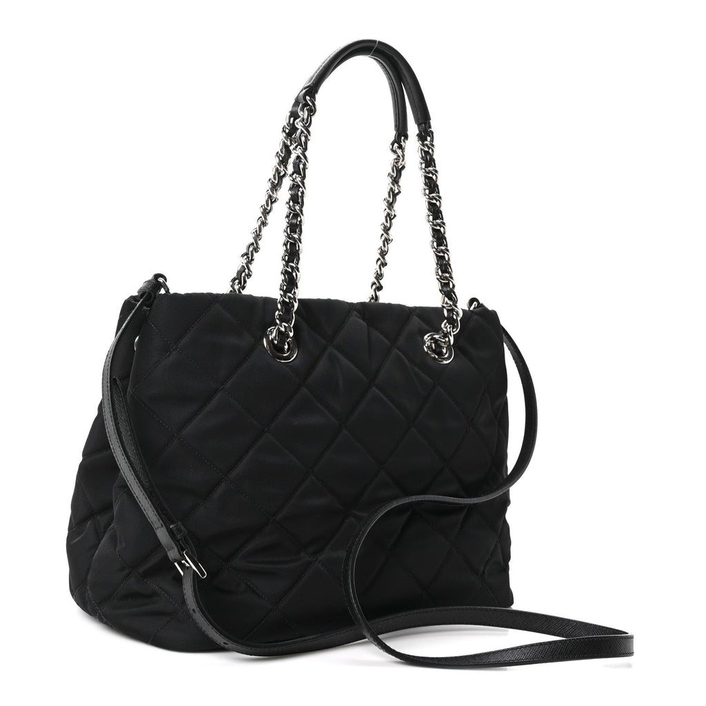 Prada Nylon Tessuto Impuntu Quilted Tote Black