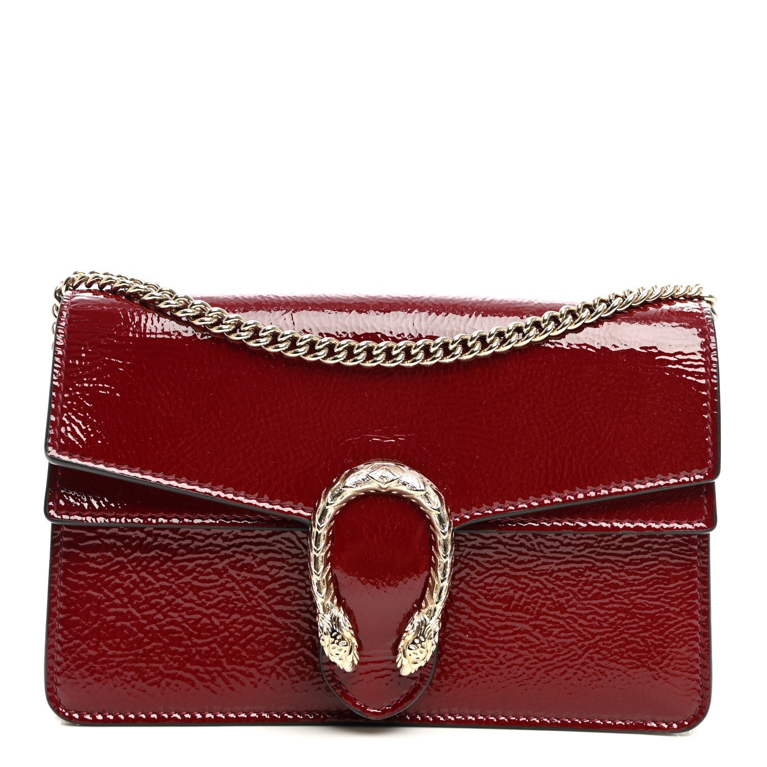 Gucci Crinkled Patent Mini Dionysus Shoulder Bag Rosso Ancora Red