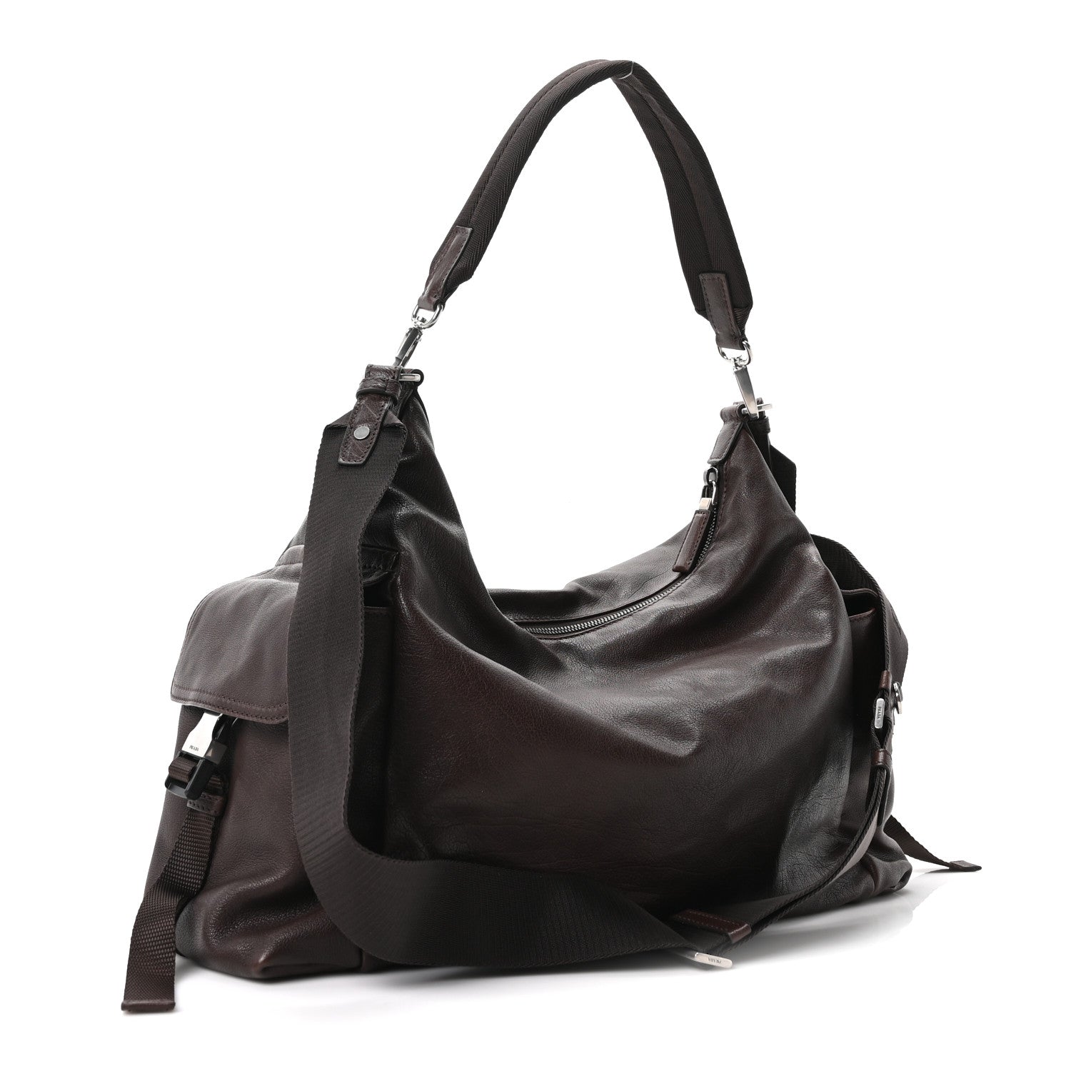 Prada Bullhide Large Explore Shoulder Bag Coffee