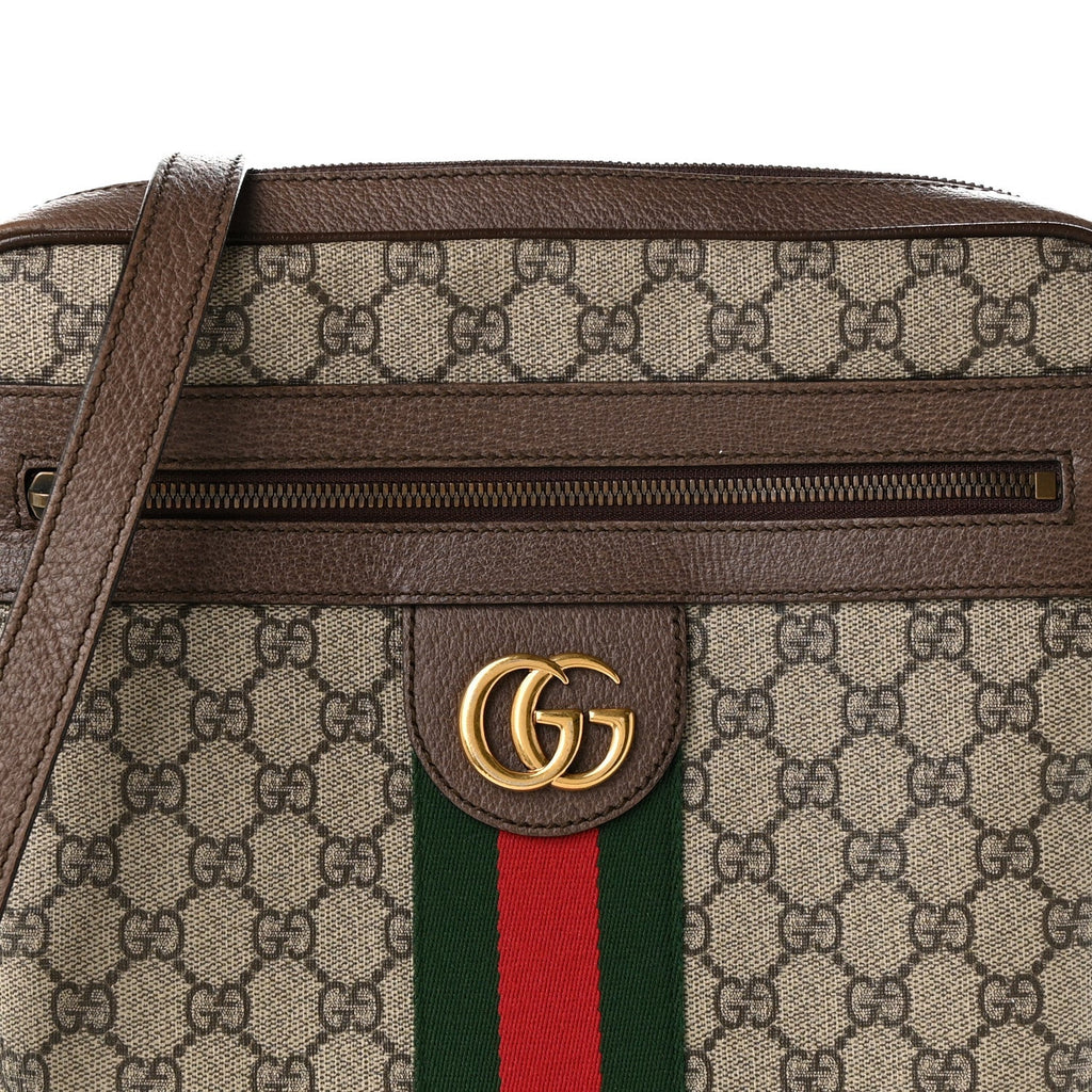 Gucci GG Supreme Monogram Web Medium Ophidia Messenger Bag Brown