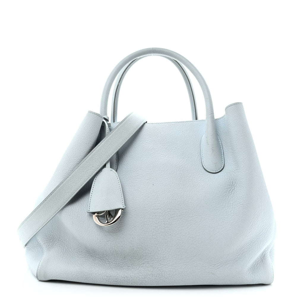 Dior Supple Grained Calfskin Large Open Bar Tote Light Blue