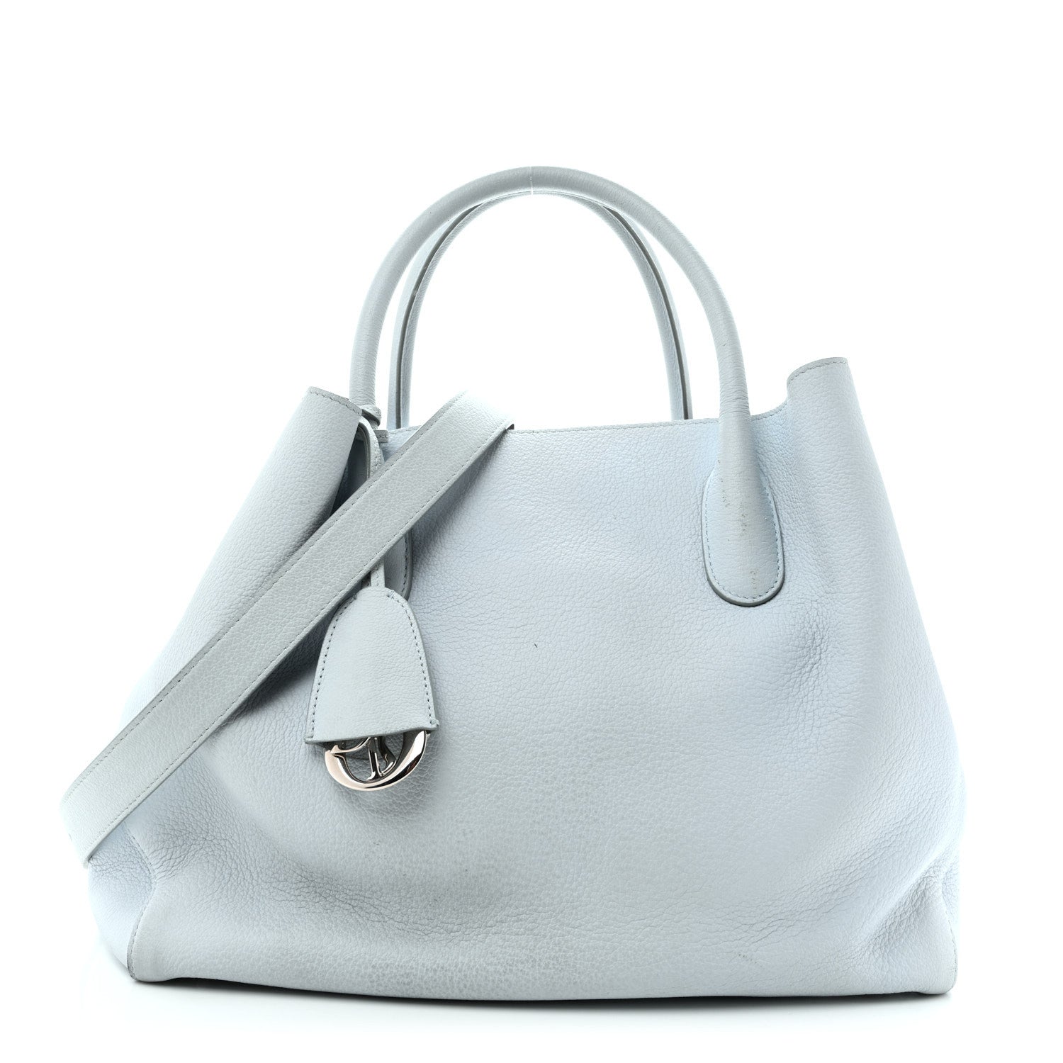Dior Supple Grained Calfskin Large Open Bar Tote Light Blue