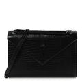 Saint Laurent Calfskin Crocodile Embossed Monogram Large Satchel Black
