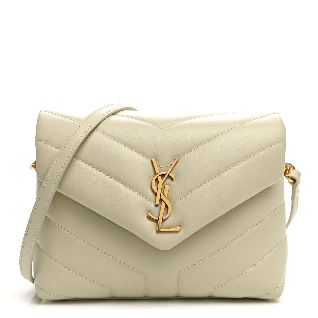 Saint Laurent Calfskin Y Quilted Monogram Toy Loulou Crossbody Bag Blanc Vintage