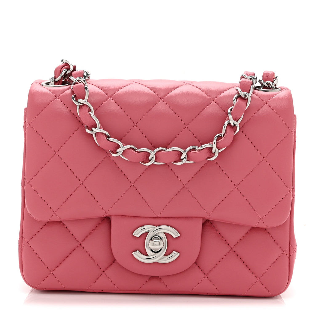 Chanel Lambskin Quilted Mini Square Flap Pink
