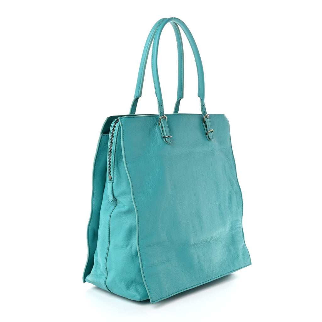 Balenciaga Veau Papier Tote Turquoise