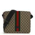 Gucci GG Supreme Monogram Web Flap Messenger Bag Black