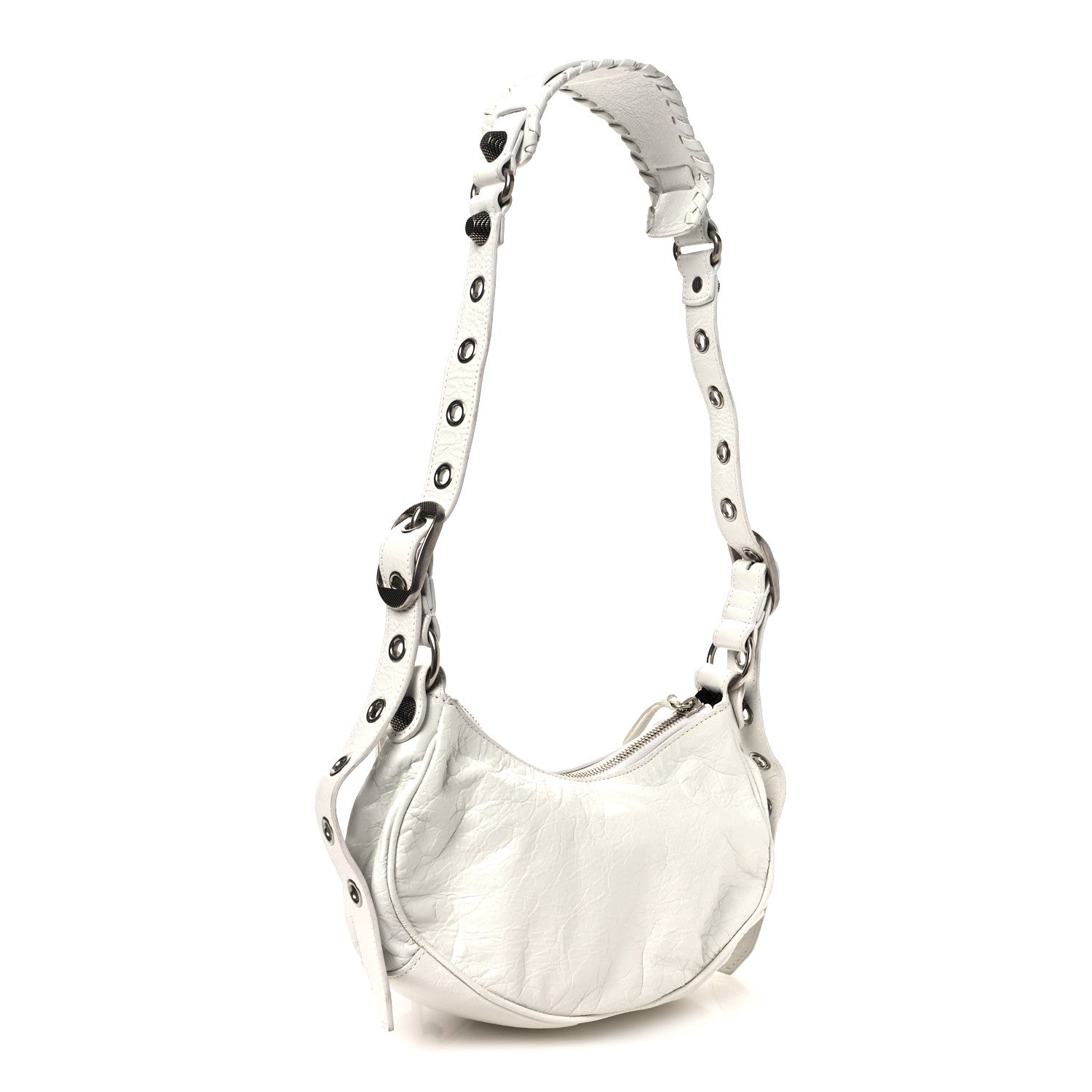Balenciaga Agneau Arena Le Cagole Shoulder Bag XS Optic White