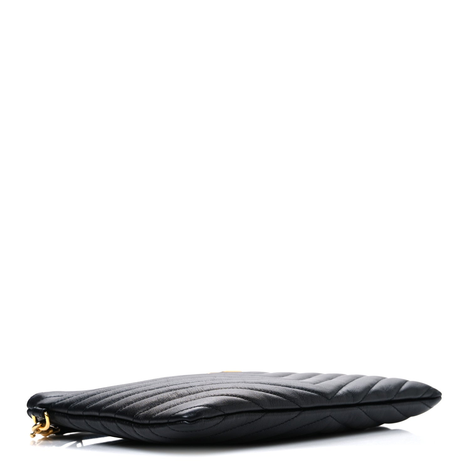 Saint Laurent Calfskin Matelasse Chevron Monogram A5 Wristlet Black