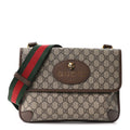 Gucci GG Supreme Monogram Web Neo Vintage Double Flap Messenger Bag Beige New Acero