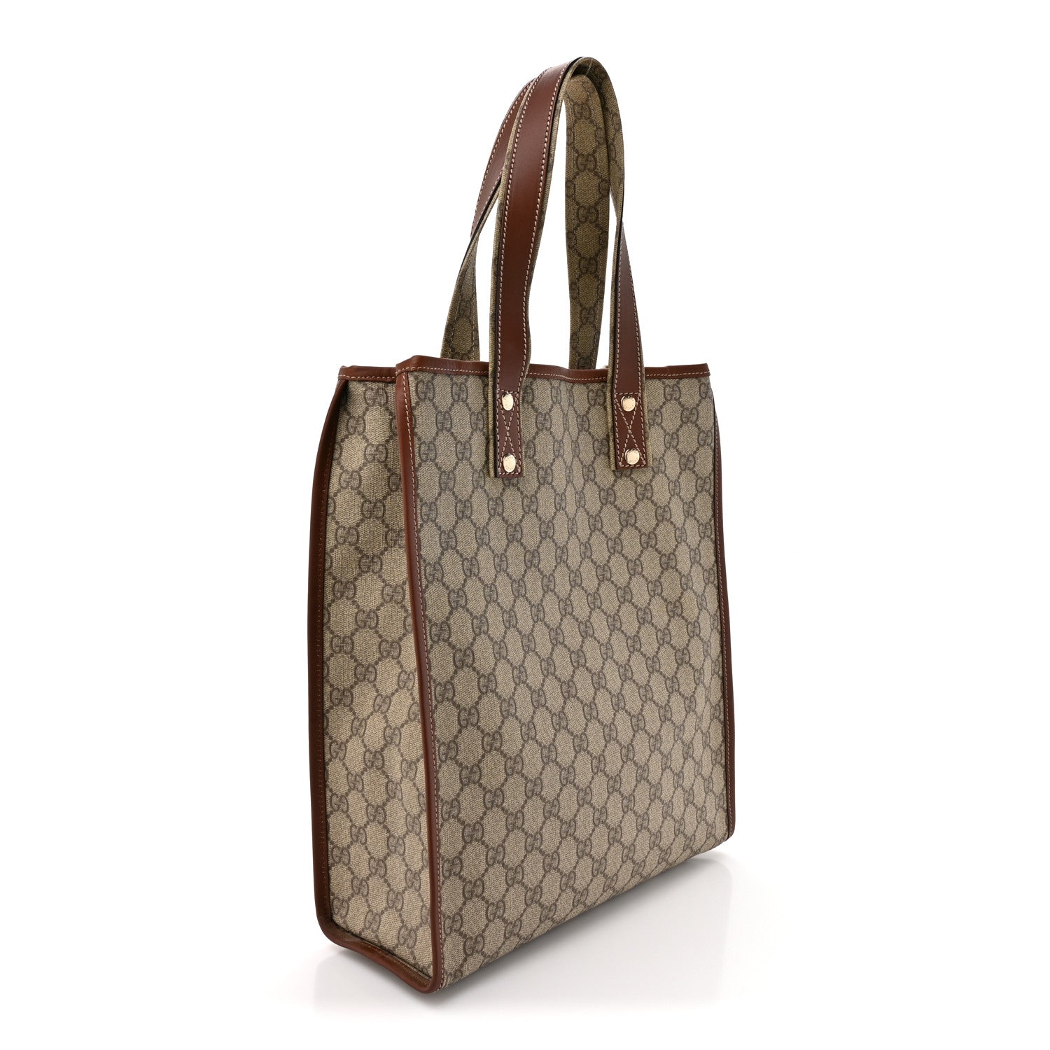Gucci GG Plus Monogram Small Signature Web Loop Vertical Tote Light Brown