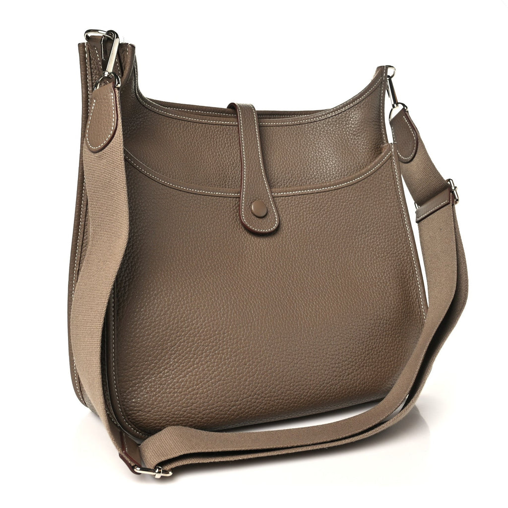 Hermès Taurillon Clemence Evelyne III GM Etoupe