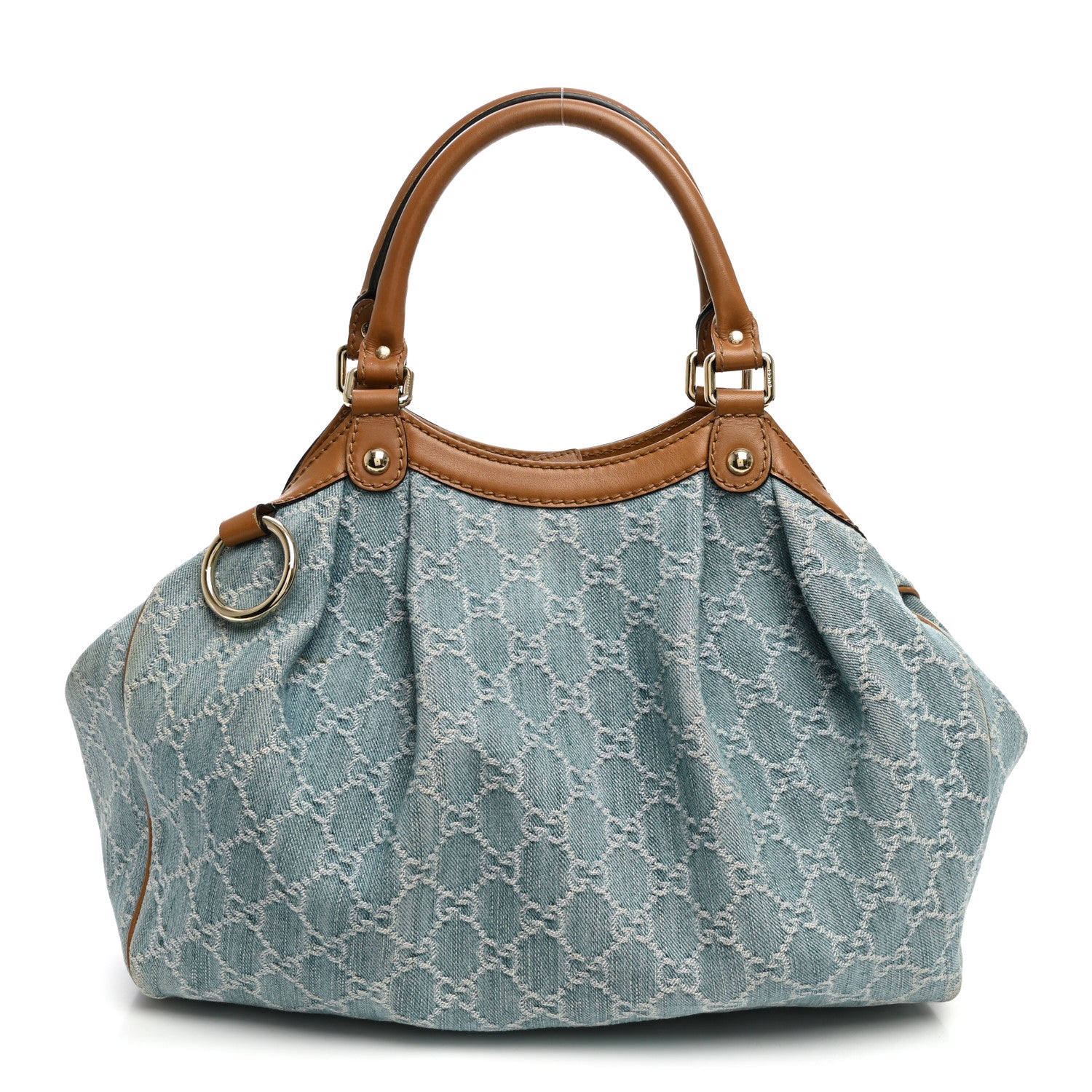 Gucci Denim Monogram Medium Sukey Tote Blue