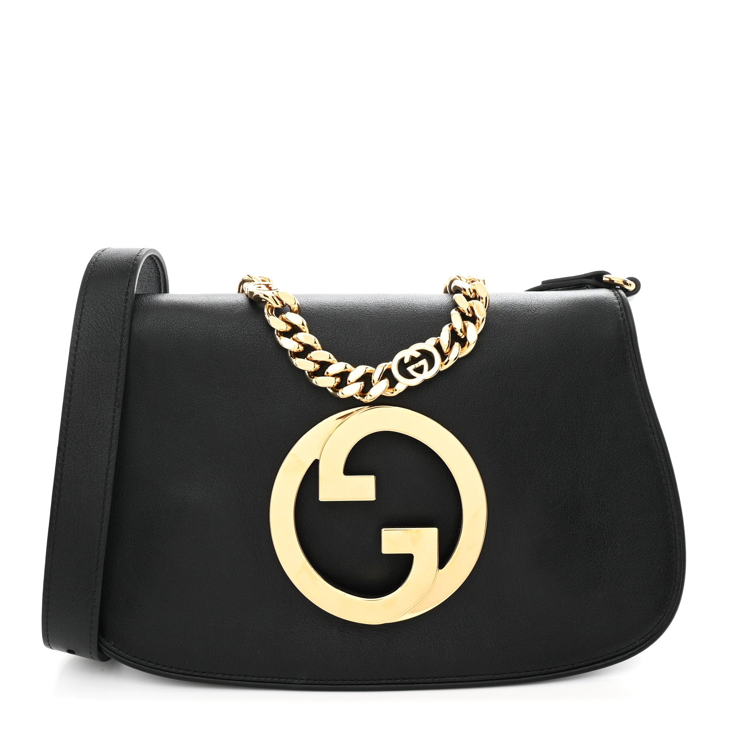 Gucci Roxy Calfskin Blondie Chain Shoulder Flap Bag Black