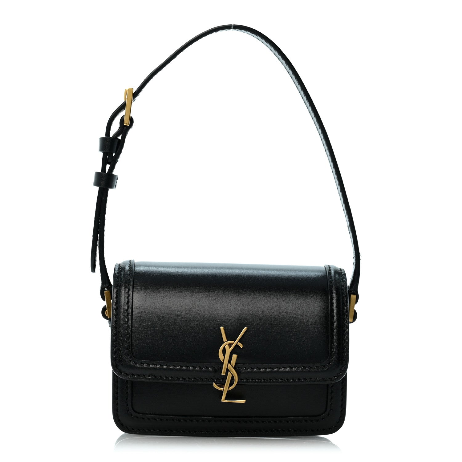 Saint Laurent Smooth Calfskin Micro Solferino Satchel Black