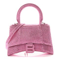 Balenciaga Strass Suede Hourglass Top Handle Bag XS Pink