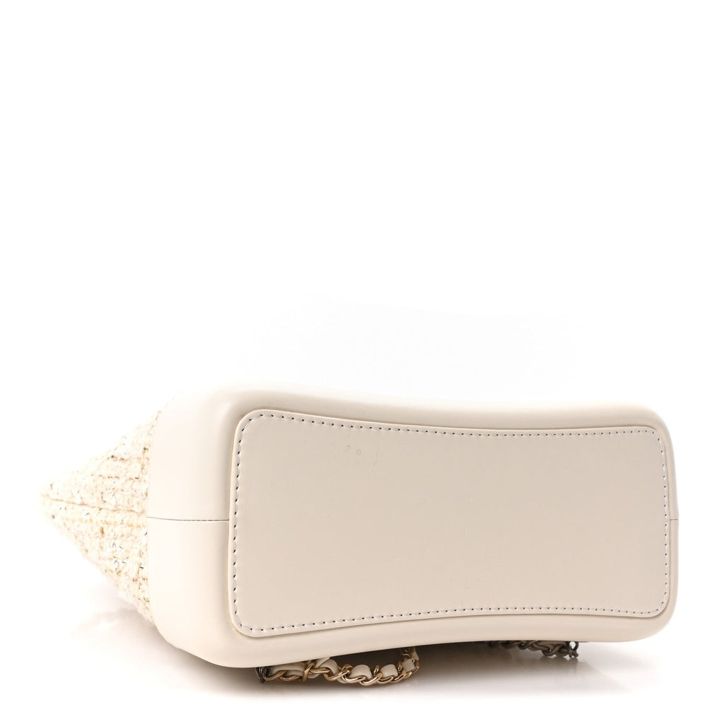 Chanel Tweed Calfskin Quilted Gabrielle Backpack Ivory