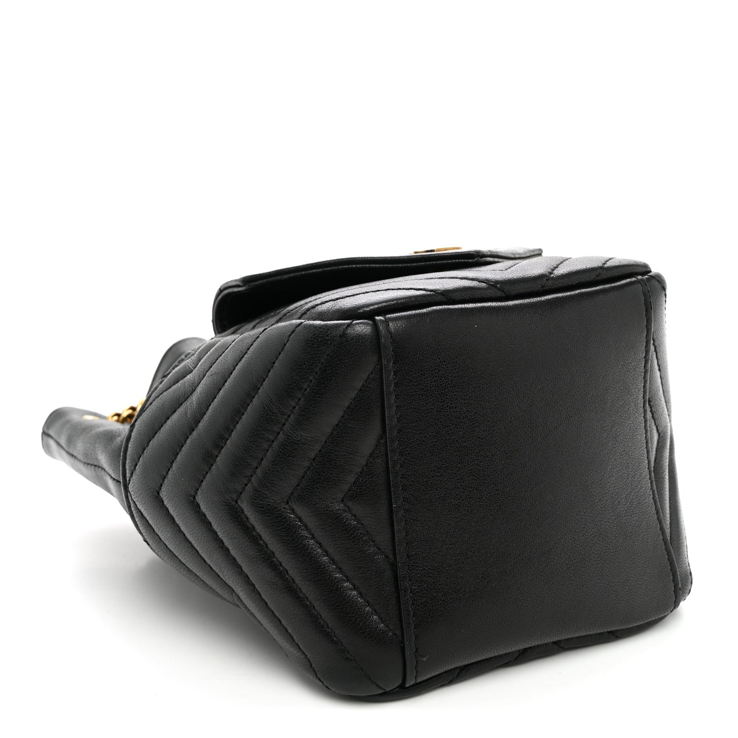 Saint Laurent Lambskin Matelasse Monogram Joe Nano Bucket Bag Black
