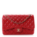 Chanel Caviar Quilted Jumbo Double Flap Red