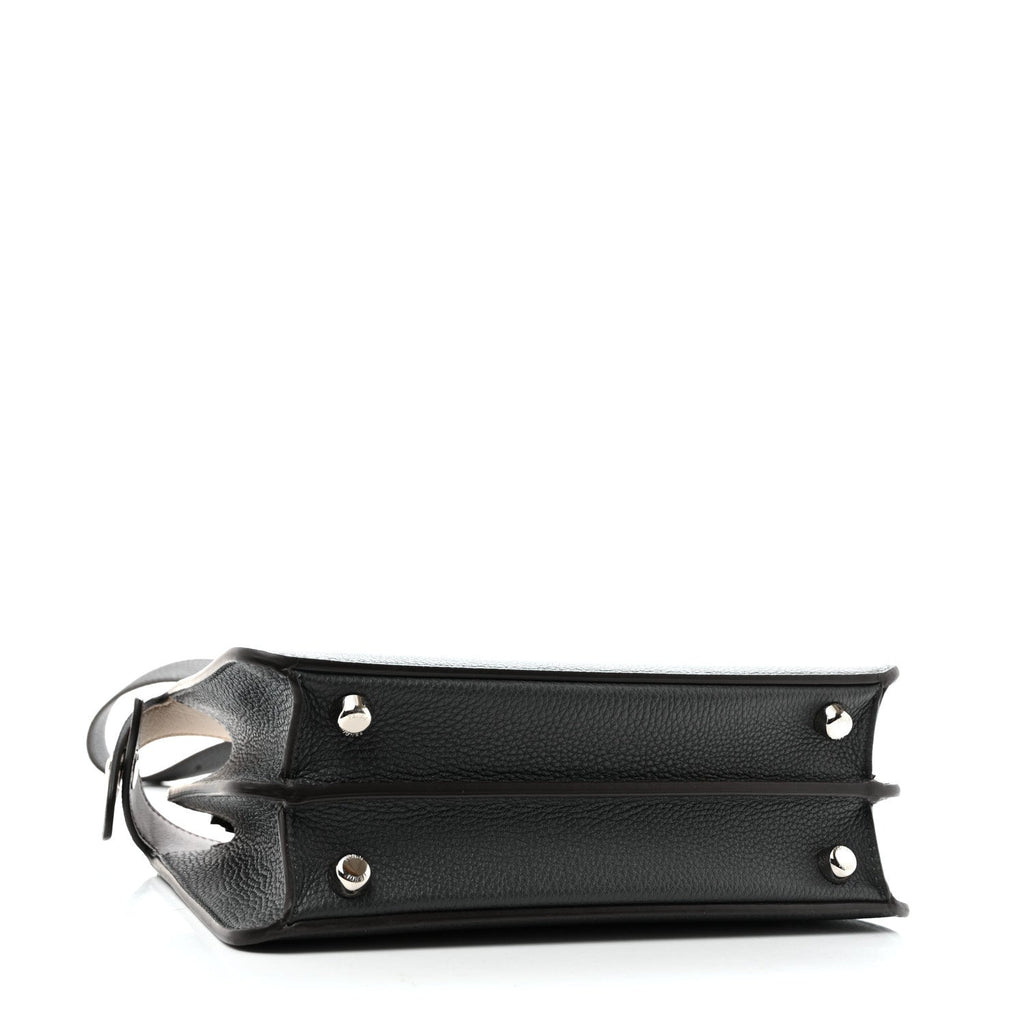 Fendi Cuoio Romano Vitello Cover Glazed Fabric Bi-Color FF 1974 Mini Peekaboo I SEE U Satchel Gray