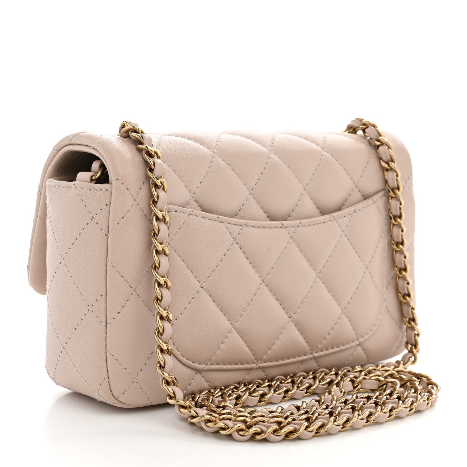 Chanel Lambskin Quilted Mini Rectangular Flap Pink
