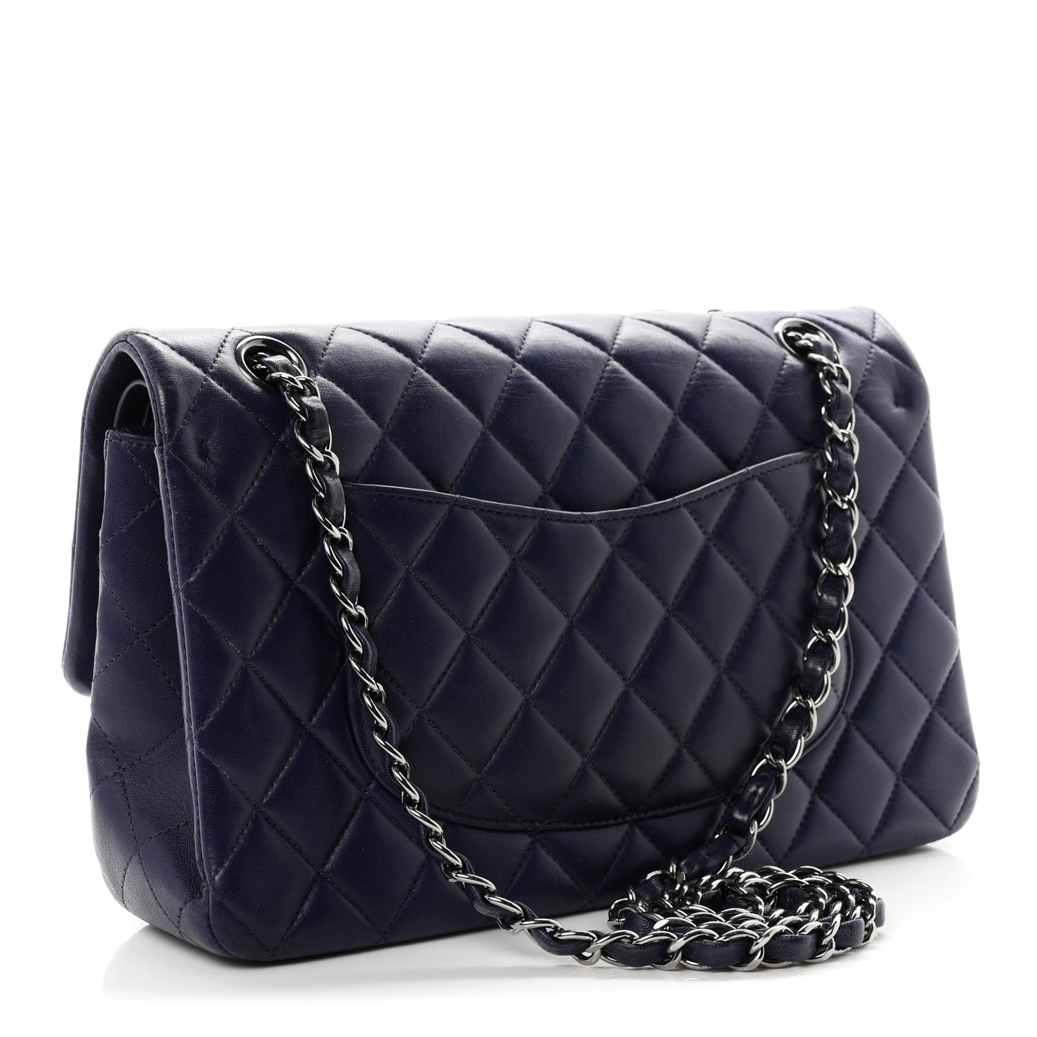 Chanel Lambskin Quilted Medium Double Flap Dark Purple