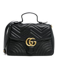 Gucci Calfskin Matelasse Small GG Marmont Top Handle Black