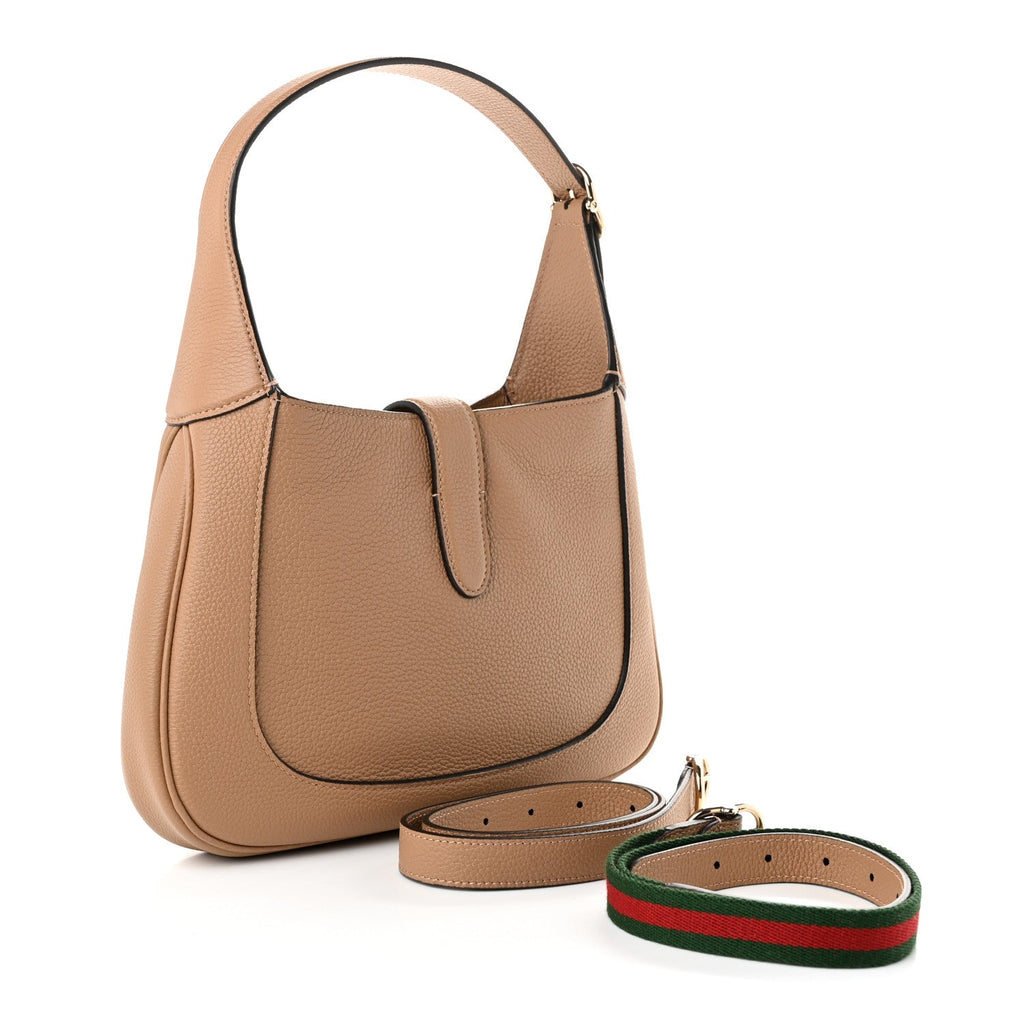 Gucci Grained Calfskin Web Medium Jackie 1961 Hobo Taupe