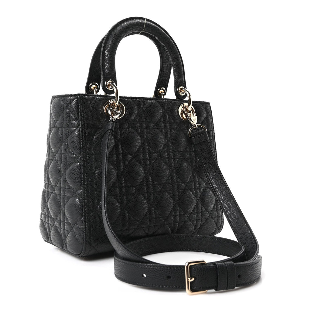 Dior Grained Calfskin Cannage Medium Lady Dior Black