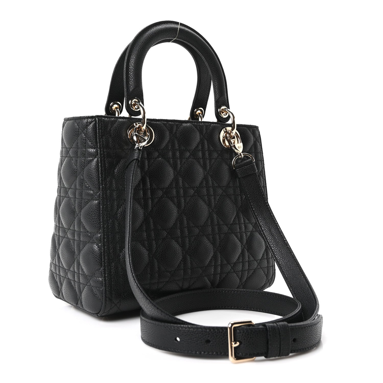 Dior Grained Calfskin Cannage Medium Lady Dior Black