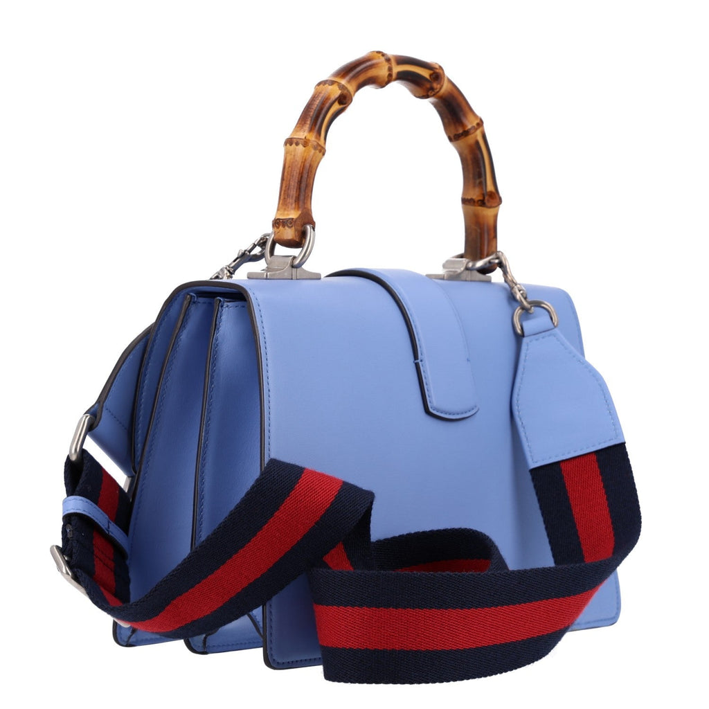 Gucci Calfskin Bamboo Web Embroidered Medium Dionysus Top Handle Bag Light Blue side view