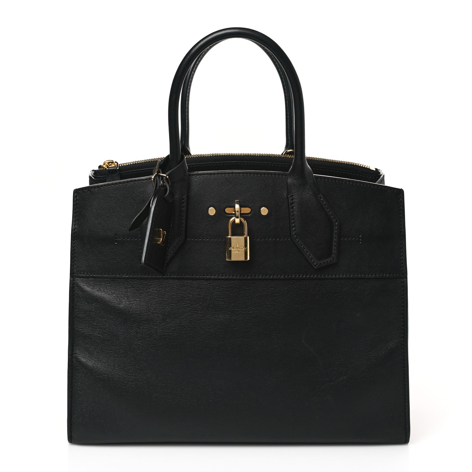3/4 front view - Louis Vuitton Calfskin City Steamer MM Black