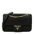 Prada Nappa Gaufre Medium Chain Flap Shoulder Bag Black